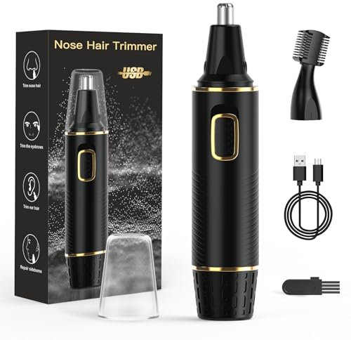 Brigin Cortapelos Nariz y Oreja Profesional Indoloro,Recortador Pelos Nariz Vello Facial resistente agua USB recargable,Recortador Eléctrico para Nariz Barba Ceja y Vello Facial Impermeable