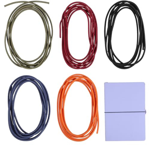 NUOBESTY 5Pcs Assorted Color Nylon Elastic Bands for Travelers Notebook, Adjustable Spring Straps for Notepad, Multi-Purpose Fixing Bands for Outdoor Activities and Book Organization