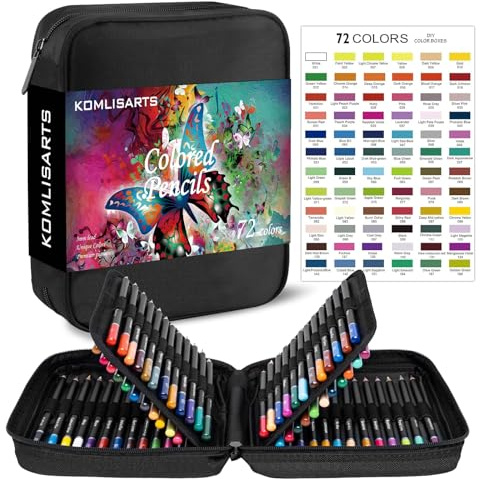 KOMLISARTS 72 Farben Buntstiftset, Radiergummi und Anspitzer - Ideal zum Zeichnen und Malen - Weiche Mine auf Ölbasis Ideal für Erwachsene und Anfänger
