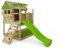 FATMOOSE Spielturm Klettergerüst TikaTaka Town XXL mit apfelgrüner Rutsche, Outdoor Kinder Kletterturm mit Sandkasten Leiter & Spiel-Zubehör für den Garten