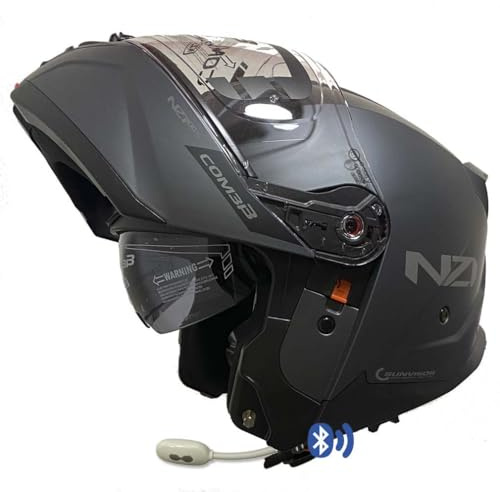 NZI Combi 3 Duo Gris Mate Bluetooth Intercomunicador Headset Integrado - Casco de Moto Modular Abatible con Visor Solar - Homologado P/J ECE 22.06 (L)