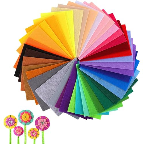 Addein 40Pcs Felt Sheet Set, Coloured Felt Squares for Craft, Pre-Cut Felted Fabric Sheet for Crafts DIY Craftwork Sewing Patchwork School Projects Decoration, 10x10cm