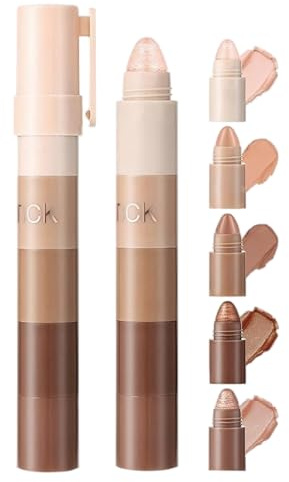 Eyeshadow pencil - high pigment and smooth texture - 5-in-1 compact eyeshadow stick - matte shimmer eye shadow stick - waterproof - beginner-friendly - long-wear makeup for women(#B)