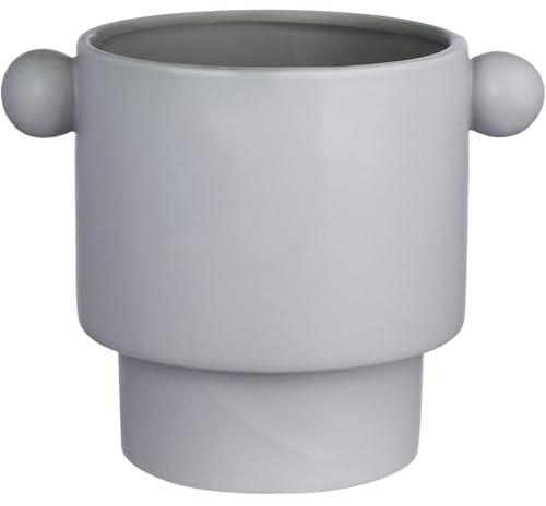 BUTLERS Blumentopf Handle Steingut Grau | Übertopf für Kräuter & Pflanzen, Pflanzentopf für innen, Blumenübertopf für Balkon | Dekoration Fensterbank Deko Wohnzimmer