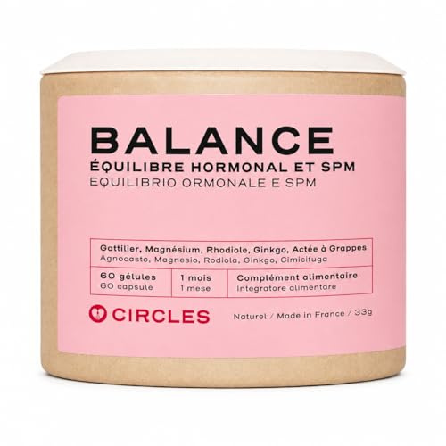 Circles BALANCE Integratore Ciclo Mestruale Donna - Agnocasto + Magnesio Bisglicinato + Rodiola + Ginkgo + Vitamina B6 - Equilibrio Ormonale Regolarizzazione Ciclo SPM - 60 Capsule Vegan