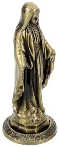 SHINEOFI Statua di Maria in Lega di Zinco Vintage Figurina Religiosa Decorativa da Tavolo Base Stabile Ornamento Cattolico per Soggiorno Camera da Letto e Chiesa Decorazione da