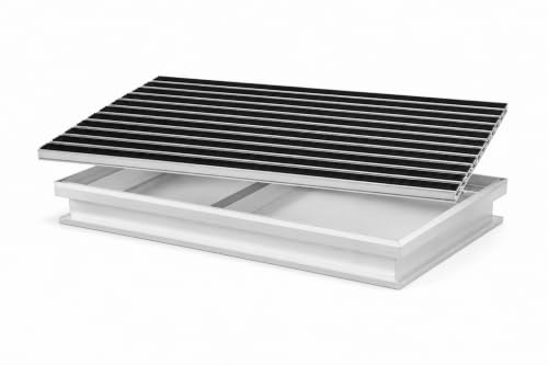 POLENTEX Aluminium-Fußmatte mit Ablaufwanne – 60x40 cm, 22 mm Profilhöhe & 80 mm Gesamteinbautiefe, Rutschhemmende Gummieinsätze & Maximale Widerstandsfähigkeit