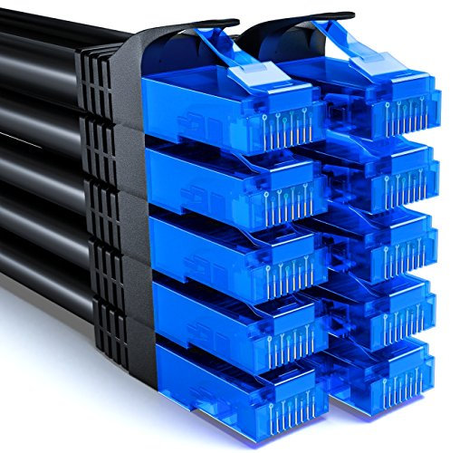 deleyCON 1m Set de 10 Câbles Réseau CAT6 - U-UTP RJ45 LAN Patch Ethernet pour Switch, Routeur, Modem, Répéteur, Panneau de Brassage - Noir