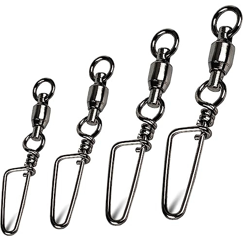 GERUITE Snap Fishing Swivels Ball Bearing Black Nickel Ball Bearing Swivels Saltwater Heavy Duty Barrel Swivels for Freshwater Saltwater Fishing#0(20Pcs)