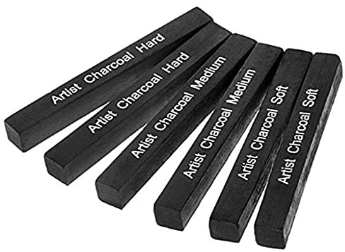 6 Schwarz Quadratisch Komprimierte Zeichenkohle Kunst Holzkohle Block Zeichnung Sortierte Künstler Sketch Kohle zum Zeichnen Skizzieren Schattieren Weichen Mittelharten Holzkohlestiften