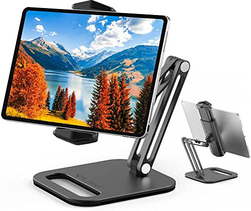 ULANZI Tablet Halterung Höhenverstellbar, Tablet Ständer Tisch, Kompatibel mit iPad Pro 12.9, iPad Mini 5/6, iPad Air 2/4/5, Schwarz