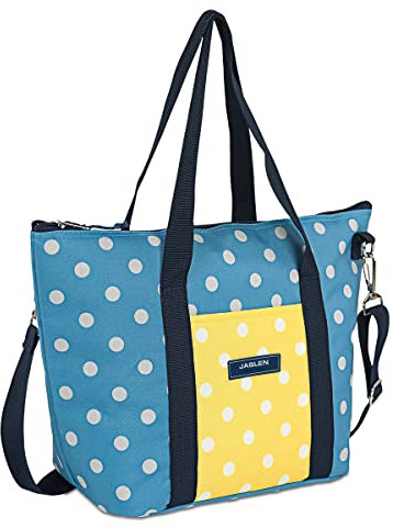 JASLEN - Bolsa Termica Porta Alimentos - Bolsa Comida Trabajo. Bolsa Nevera Porta Alimentos - Bolsa Comida. Bolsa Nevera. Bolsa Termica Comida. Fiambreras 112053, Azul Vaquero-Amarillo