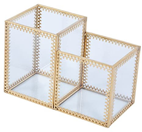 Cabilock Portabrochas De Maquillaje De Escritorio Contenedor Para Brochas De Maquillaje Soporte Para Bolígrafos Compartimento De Almacenamiento De 2 Niveles