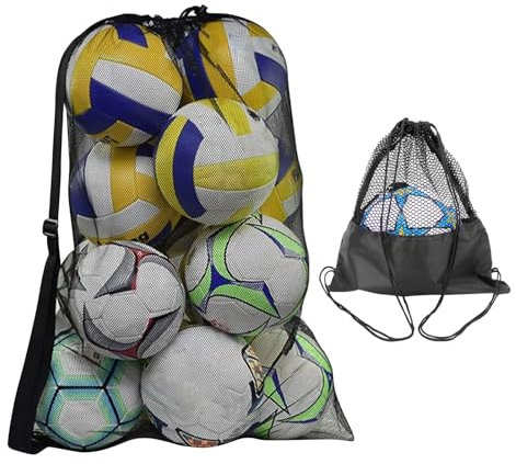 Ansodo 2-teiliges Ballsack,Extra Große Ballnetz,Netz Balltasche,netztasche,Große Tasche Ballsack mit Kordelzug und Schultergurt,für Spielzeug, Sport, Aufbewahrung, Tauchen, Outdoor(72 x 100 cm)