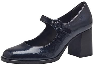 Tamaris Damen Pumps Blockabsatz Vegan; Navy PATENT, EU 39