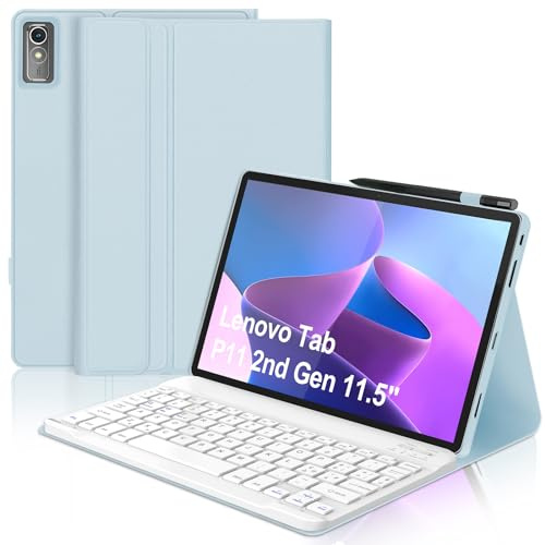 WINCHKING Tastiera per Lenovo Tab P11 (2nd Gen), Custodia per 11,5 per Lenovo Tab 11(TB350FU/TB350XU 2022), Layout Italiano, Tsatiera Slim Bluetooth Rimovibile Magnetica, Azzurro