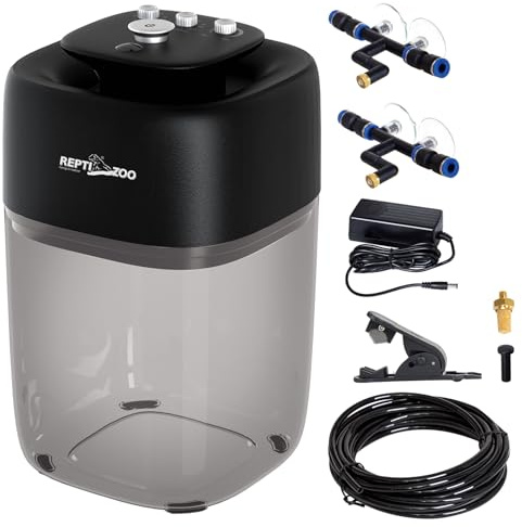 REPTI ZOO 10L Reptile Mister Fogger Mister for Reptile Tank Reptile Misting System Extremely High-Pressure Silent Pump Reptile Humidifier Terrarium Mister with 2PCS Nozzles for Reptiles/Amphibians