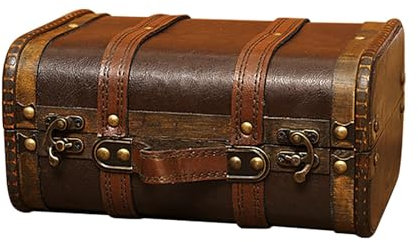 Forziere Tesoro In Legno - Cassa Del Tesoro Pirata Stile Vintage | Forziere In Legno Con Aspetto Antico | Scatola Di Immagazzinaggio Decorativa Legno | Baule Stoccaggio Legno | Scatola Di