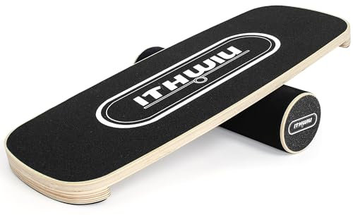 OUUTMEE Balance Board Roller Holz Trainer Rollbrett Balance Trainingsbrett Rutschfeste Oberfläche Körperkontrolle Exerciser Schwarz