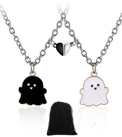KGDUYC Bff Collana dell'amicizia per Bimba Ragazza, Catena Collana Donna Argento, Collana Con Ciondolo fantasma per Regalo Donna Laurea Compleanno Regali Amica(2 Pezzi)