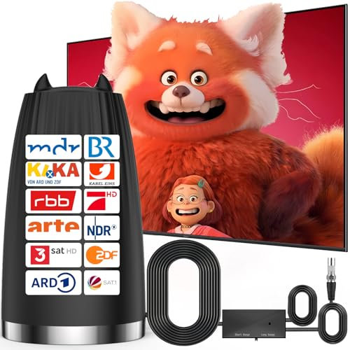 DVB-T/DVB-T2-Antenne, Neueste HDTV Zimmerantenne für Fernseher, Rewave TV Antenne Großer Reichweite und 360° Empfang verstärkte Unterstützung Signalverstärker Geeignet für 4K 1080p & Alle TV-Geräte
