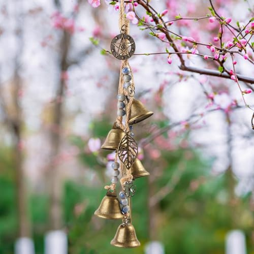 Campanas de Bruja, Campanas de Viento para Jardín, campanillas de Viento de Bruja, decoración Wiccan para Perilla de Puerta del hogar, Campanas de Viento para Porche, balcón, Ventana