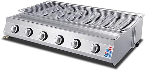 CIELOBLOEN Barbecue a Gas da Tavolo con 8 Bruciatori e Piano Cottura in Acciaio Inox, Griglia a Gas Regolabile Senza Fumo per Esterni, Ideale per Giardino, Campeggio e Balcone