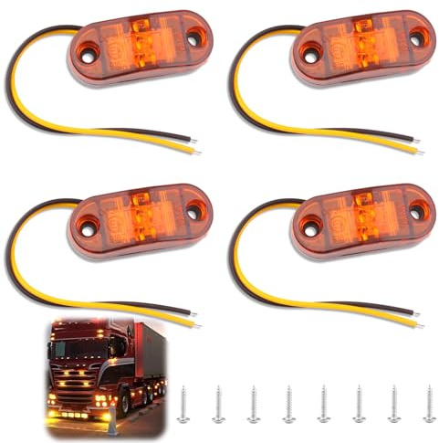 NUDVMUCH 4 Luces LED de Marcador Lateral IP65 12 / 24V, Luces de Posición Universales para Camión, Luz Amarilla para la Caravana de RV Camiones, Coches, Furgonetas, Luces Indicadoras Laterales