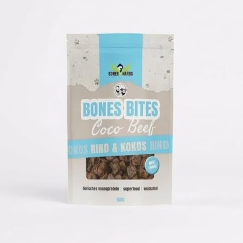 Boneshands Bones Bites Coco’Beef – Getreidefreie Hundeleckerlis mit 84% Rind & Kokos – Natürliche Hunde Snacks ohne Zucker – Monoprotein, Proteinreich & Glutenfrei – für Training & Sensible Hunde