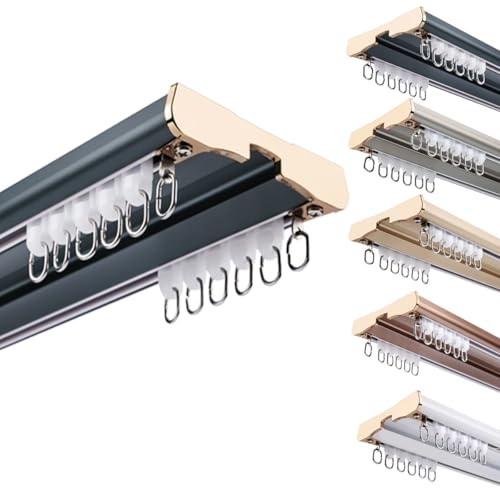 Dubbelstångssystem i aluminium 160420 cm vit takmontering idealisk för hem och kontor enkel inllat smidig glidningslag.