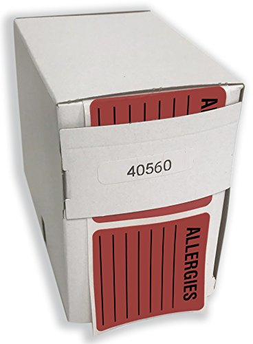 Tabbies Allergy Warning Labels, Allergies, 2 X 2, Fluorescent Red, 500/roll