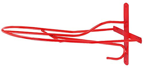 Kerbl Sattelhalter (für Englischsättel, Wandhalterung für Sättel, aus Metall, Farbe rot, Länge 54 cm, Wandmontage, inkl. Zusatzhalterung für Trense / Halfter) 3284