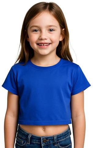 A2Z 4 Kids Girls Crop Top Plain T Shirt Soft Feel - New Crop Top Plain Royal 7-8