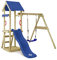 WICKEY Spielturm Klettergerüst TinyWave mit Schaukel & Blauer Rutsche, Outdoor Kinder Kletterturm mit Sandkasten, Leiter & Spiel-Zubehör für den Garten