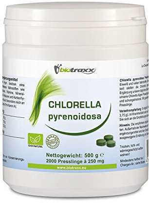 Biotraxx Chlorella pyrenoidosa 500g - 2000 Tabletten, je 250 mg