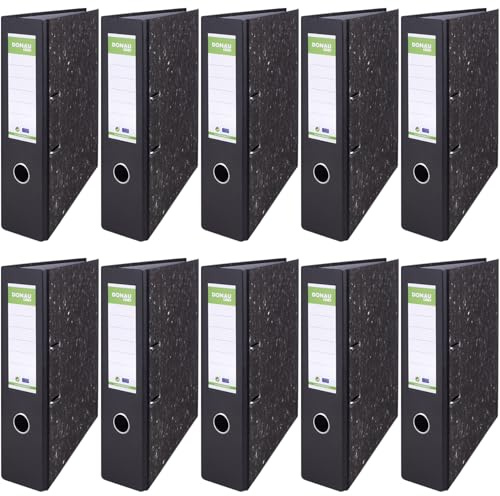DONAU ECO Ordner Wolkenmarmor Basic/Economy / A4 8 cm Breit / 10er Pack - 10 Stück/Aktenordner/Schwarz/Briefordner Büroordner Pappordner