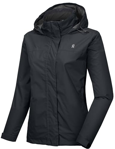 Little Donkey Andy Women's Waterproof Rain Jacket Lightweight Outdoor Windbreaker Rain Coat Shell for Hiking,Travel Black M