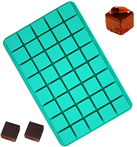 FineGood Stampi per cioccolato, silicone per caramelle con 40 cavità quadrate, teglia per dessert fatti in casa, gommose, bombe grasse