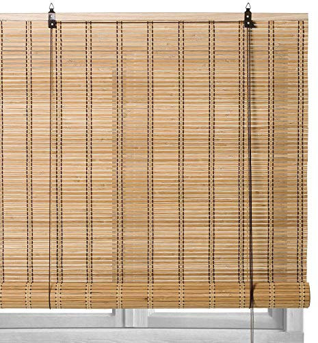LOLAhome - Persiana Estor Enrollable de bambú Natural de Estilo rústico para Dar Sombra, protección Solar o escurecer Puertas o Ventanas (Natural, 90x180 cm)