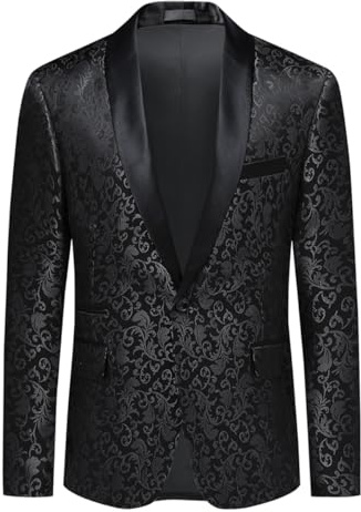 Allthemen vardaglig blazer för män smal passform paisley blommig jacquard-kostym jackor snygga rockar eleganta jackor