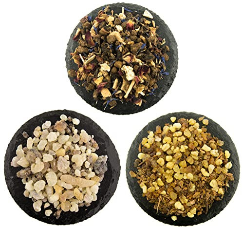 Weihnachten Räuchermischung Set 4er - Balsam für die Seele, Zirbenharz Aromaweihrauch, Weihnachtsduft + Anleitung Räuchern mit Räucherwerk