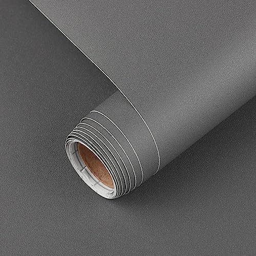 Arthome vinilo adhesivo muebles Gris, 30cmx254cm Papel Pintado Autoadhesivo Gris Sólido Mate Texturado Adhesivo Decorativo para Encimeras, Armarios, Muebles, Decoración de Paredes Revestimiento
