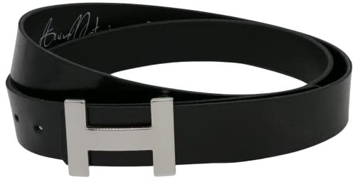 AnnaMatoni Eleganter Damen Ledergürtel in weichem Rindsleder 3mm stark mit Modischer Metalldorn Koppel Schließe 3cm Breit Damen Leder Gürtel (Schwarz 790, TW90 - Gesamtlänge 105cm)