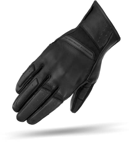 SHIMA Monaco Motorradhandschuhe Damen - Atmungsaktive, Elastische, Touchscreen, Vintage Handschuhe aus Leder mit Knöchelprotektor, Knöchel Aufpralldämpfer, Verstärkte Handfläche (Schwarz, S)