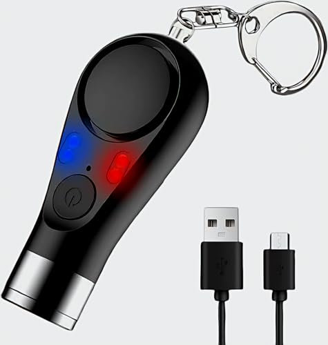Alarme de Poche , Alarme personnelle, Alarme sécurité , Porte-clés d'alarme de sécurité 135 DB avec sirène SOS Bouton d'urgence et Lampe de Poche LED (Noir)