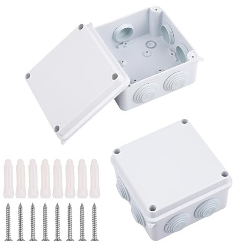 2 Stück Wasserdichte Abzweigdose Wasserdicht IP65, Verteilerdose Aufputz, Verteilerdose Außen Wasserdicht, Abzweigkasten, Kunststoff Elektrische Box, Anschlussdose, Verteilerkasten, Weiß