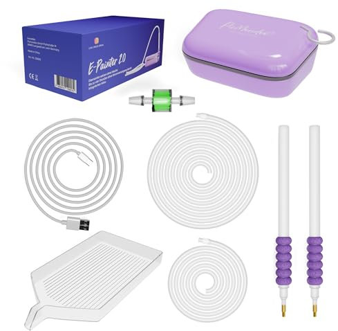 Picmondoo E Painter Diamant Painting Stift mit Akku & USB-C, Elektrischer Diamond painting Stift, Flüsterleise Vakuum-Pumpe, Epainter Zubehör zum Setzen von AB-Steinen ohne Wachs (Lila)