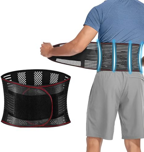 RGKY Fascia Lombare Supporto Schiena,Lombare Supporto con 5 Supporti,Regolabile Della Fascia Schiena per Uomini e Donne,Busto Ortopedico Lombare,Cintura Lombare di Sostegno - Taglia XL