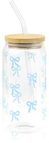 Cosmeria Bicchiere in vetro con coperchio e cannuccia, design elegante Tiktok Trend per tè a bolle, caffè e molto altro ancora, regalo ideale