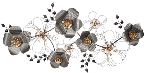 Casablanca väggrelief blomma av metall antracitfärger/guldfärg/svart glänsande 71 x 135 cm väggdekoration konst dekoration hemtillbehör